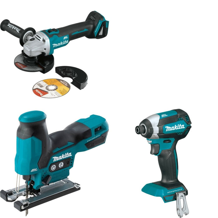Makita XVJ05Z Jig Saw W/ XAG09Z Angle Grinder and FREE XDT13Z Impact Driver