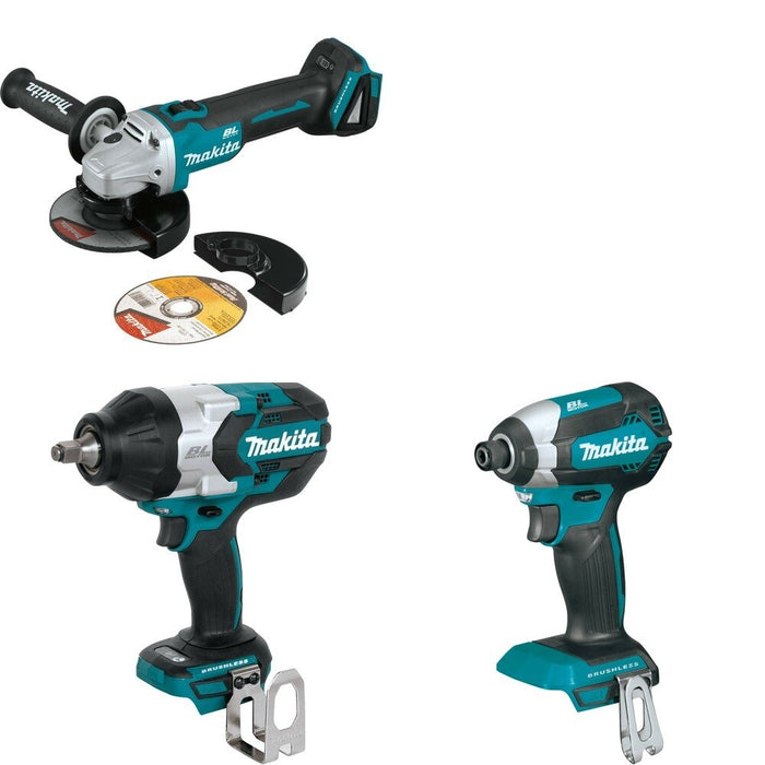 Makita XWT08Z Impact Wrench W/ XAG09Z Angle Grinder and FREE XDT13Z Impact Driver