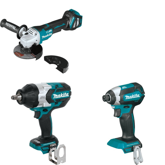 Makita XWT08Z Impact Wrench W/ XAG20Z Cut-Off/Angle Grinder and FREE XDT13Z Impact Driver