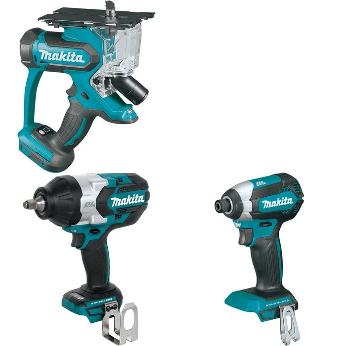 Makita XWT08Z Impact Wrench W/ XDS01Z Cut-Out Saw and FREE XDT13Z Impact Driver