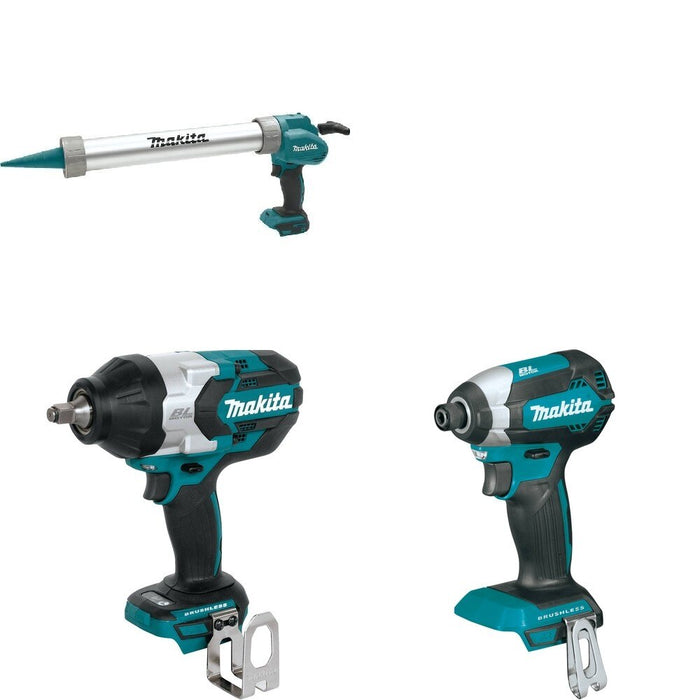 Makita XWT08Z Impact Wrench W/ XGC01ZB Caulk and Adhesive Gun and FREE XDT13Z Impact Driver