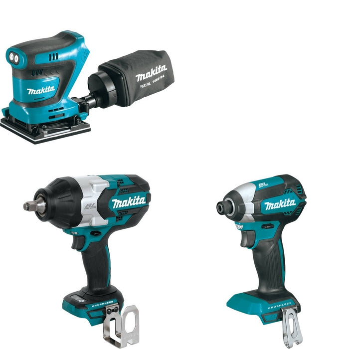 Makita XWT08Z Impact Wrench W/ XOB02Z Finishing Sander and FREE XDT13Z Impact Driver