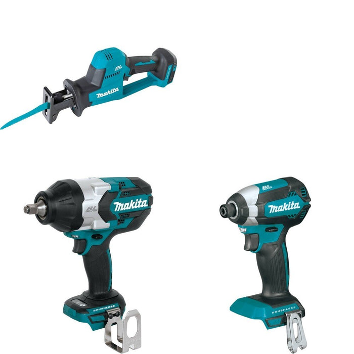 Makita XWT08Z Impact Wrench W/ XRJ08Z Recipro Saw and FREE XDT13Z Impact Driver