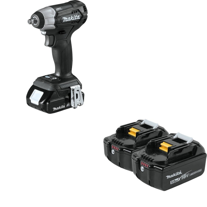 Makita XWT12RB SubCompact Brushless 3/8" W/ BL1850B-2 18V LXT Lithium-Ion 5.0Ah Battery, 2 Pack