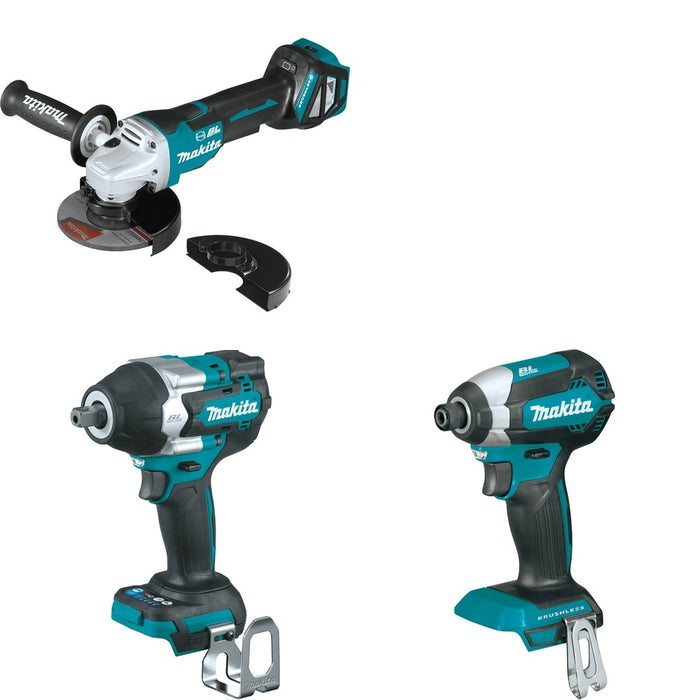 Makita XWT18Z Impact Wrench W/ XAG20Z Cut-Off/Angle Grinder and FREE XDT13Z Impact Driver