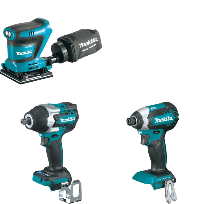 Makita XWT18Z Impact Wrench W/ XOB02Z Finishing Sander and FREE XDT13Z Impact Driver