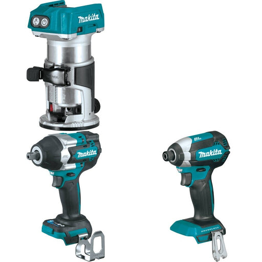 Makita XWT18Z Impact Wrench W/ XTR01Z Compact Router and FREE XDT13Z Impact Driver