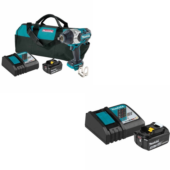 Makita XWT19T 3-Speed 1/2" Sq. Drive Impact Wrench Kit w/ Detent Anvil W/ ADBL1840BDC1 Battery
