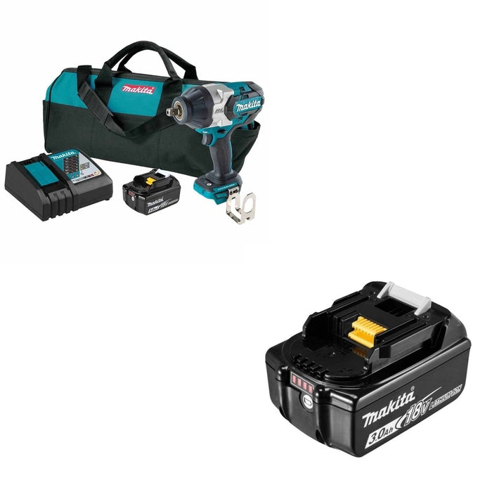 Makita XWT19T 3-Speed 1/2" Sq. Drive Impact Wrench Kit w/ Detent Anvil W/ BL1830B 3.0Ah Battery