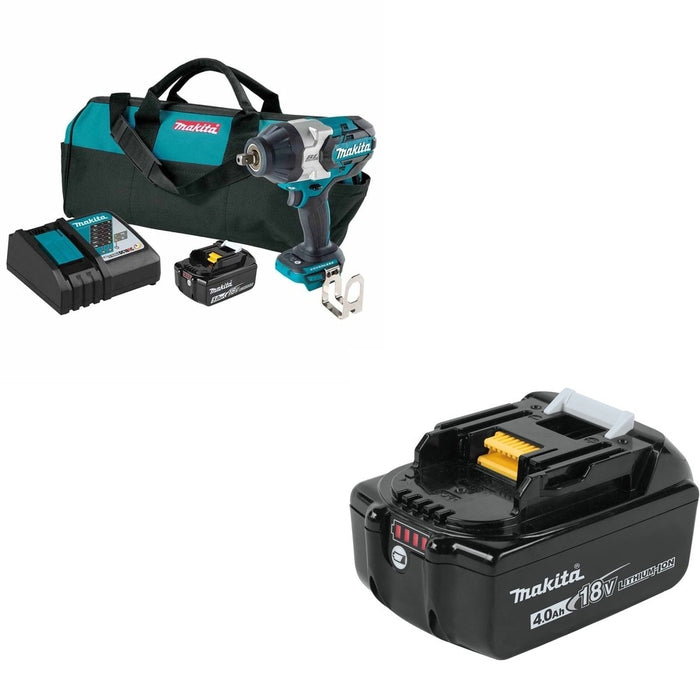 Makita XWT19T 3-Speed 1/2" Sq. Drive Impact Wrench Kit w/ Detent Anvil W/ BL1840B 4.0Ah Battery