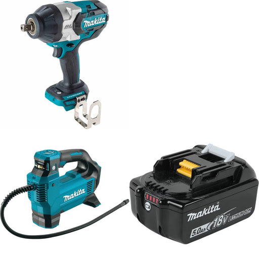 Makita XWT19Z Impact Wrench Kit W/ DMP181ZX Inflator and FREE BL1850B Battery