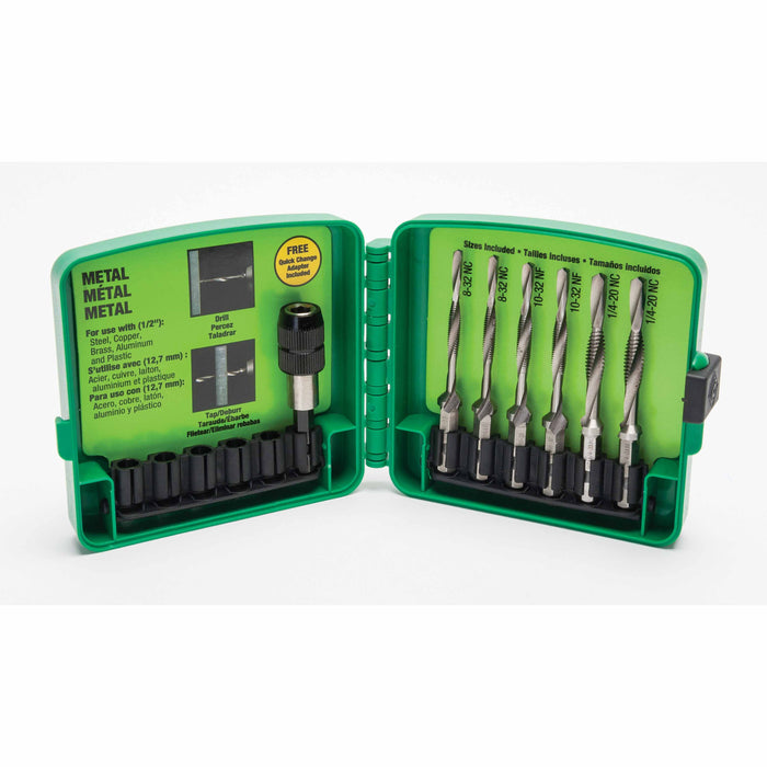 Greenlee LDTAPKIT 6 Piece Long Drill/Tap Kit with Quick Change Adapter - 3