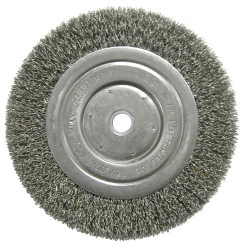 Weiler 01125 6" Narrow Crimped Wire Wheel, Short Trim, .014, 5/8"-1/2" A.H. - My Tool Store
