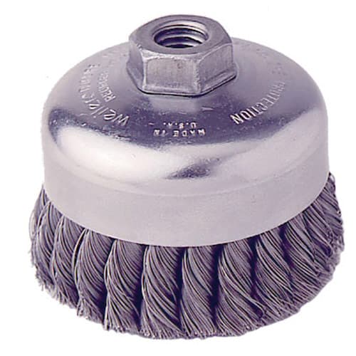 Weiler 12316 4" Single Row Wire Cup Brush .023, 5/8"-11 A.H.