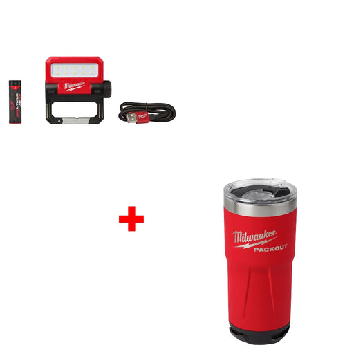 Milwaukee 2114-21 Rechargeable Flood Light w/ FREE 48-22-8392R 20oz Red Tumbler - My Tool Store