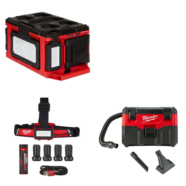 Milwaukee 2357-20 M18™ PACKOUT™ Light/Charger w/ 2115-21 Headlamp & FREE Vacuum