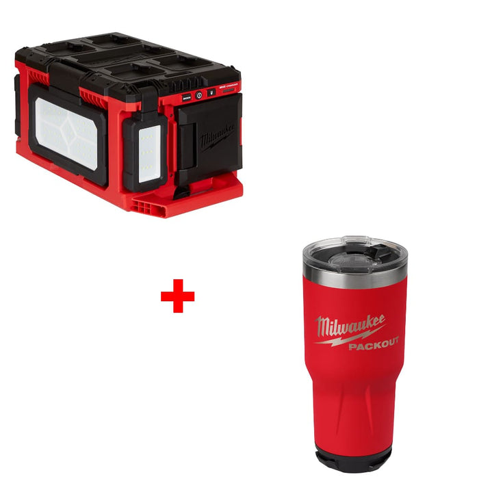 Milwaukee 2357-20 M18™ PACKOUT™ Light/Charger w/ FREE 48-22-8393R 30oz Tumbler - My Tool Store