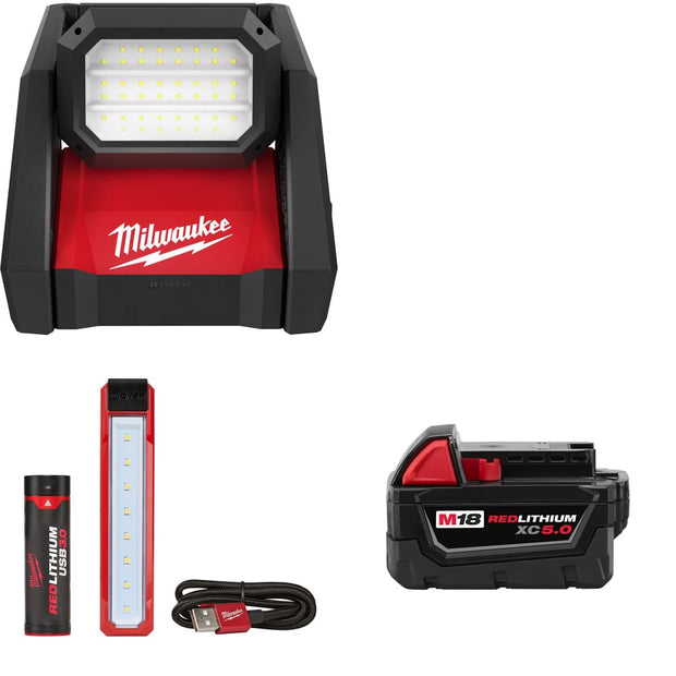 Milwaukee 2366-20 M18 Flood Light w/ 2112-21 Flood Light & FREE Battery Pack
