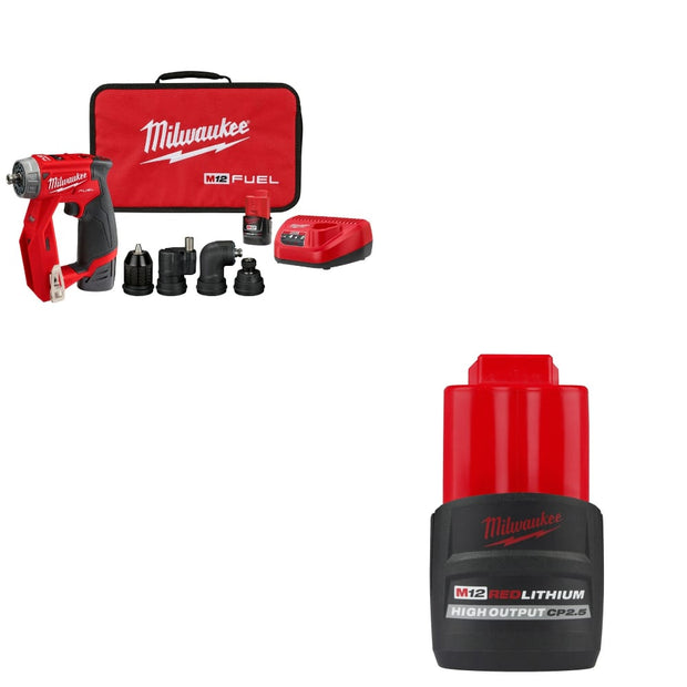 Milwaukee 2505-22 M12 FUEL Drill/Driver Kit w/ FREE 48-11-2425 M12 Battery Pack