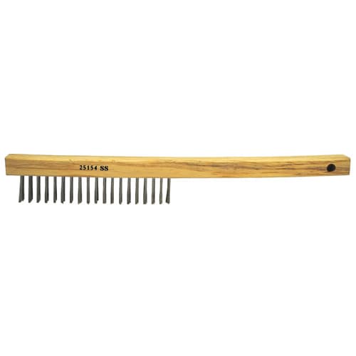 Weiler 25154 Vortec Pro Hand Wire Scratch Brush, .012 SS Fill, Curved Handle, 3 x 19 Rows - My Tool Store