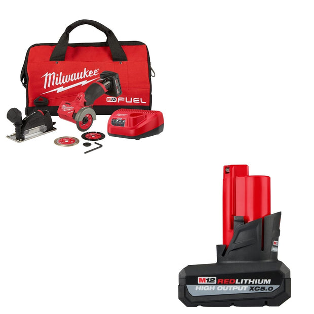 Milwaukee 2522-21XC M12 FUEL Cut Off Tool Kit w/ FREE 48-11-2450 M12 Battery Pk