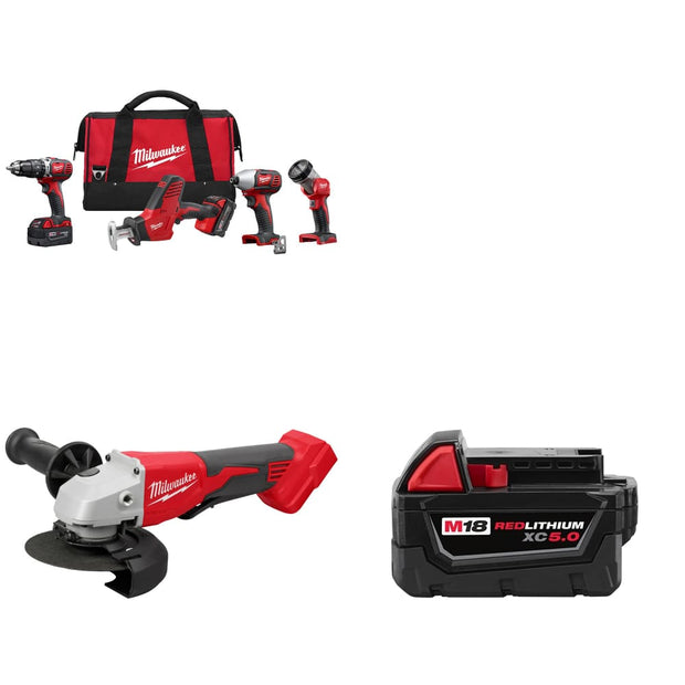 Milwaukee 2695-24 M18 4-Tool Combo Kit w/ FREE 2686-20 Grinder & Battery Pack