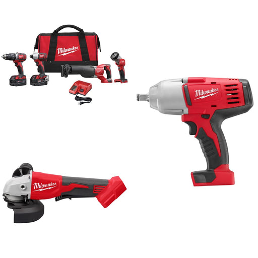 Milwaukee 2696-24 M18 4-Tool Combo Kit w/ FREE M18 Grinder & Impact Wrench - My Tool Store