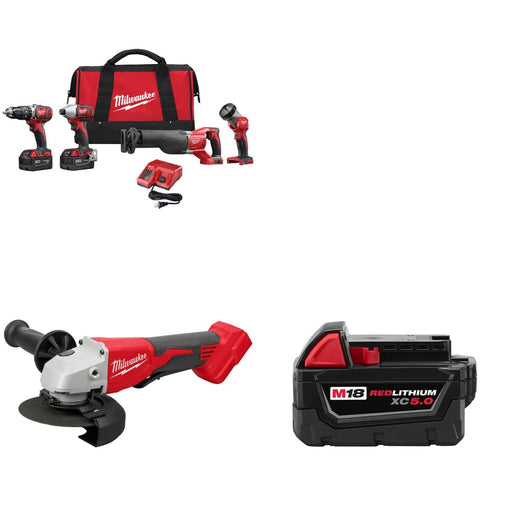 Milwaukee 2696-24 M18 4-Tool Combo Kit w/ FREE 2686-20 Grinder & Battery Pack - My Tool Store