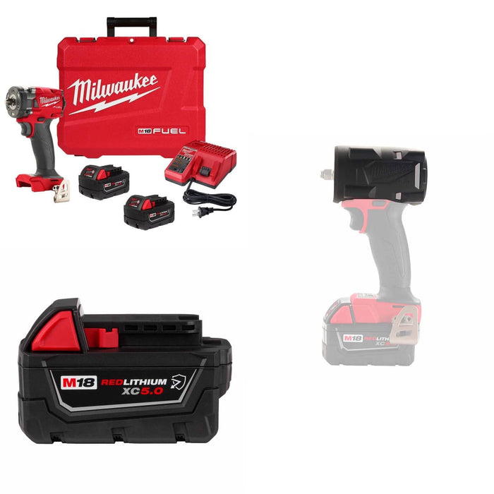 Milwaukee 2854-22R M18 Impact Wrench Kit w/ FREE 48-11-1850R M18 Battery & Boot - My Tool Store