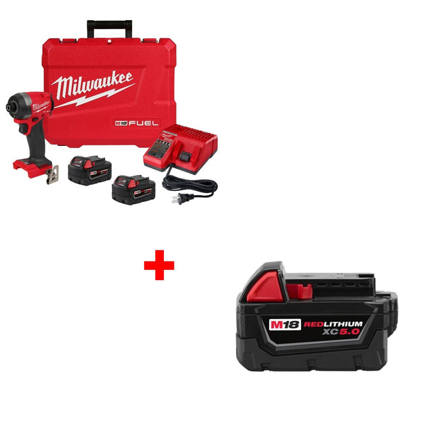 Milwaukee 2953-22 M18 FUEL Impact Driver Kit w/ FREE 48-11-1850 M18 Battery Pack