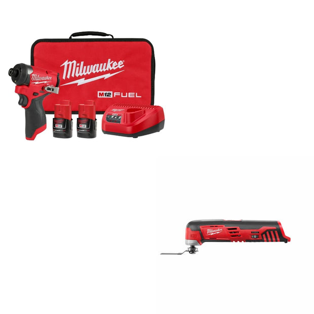 Milwaukee 3453-22 M12 FUEL 1/4" Impact Driver Kit w/ FREE 2426-20 M12 Multi-Tool