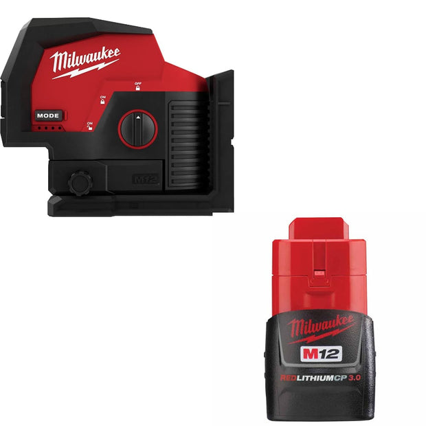 Milwaukee 3622-20 M12™ Green Laser w/ FREE 48-11-2430 M12 3.0 Battery Pack