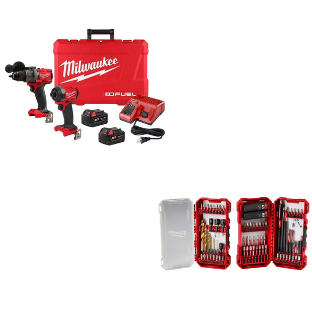 Milwaukee 3697-22 M18 FUEL 2-Tool Combo Kit w/ 48-32-4098 Drill & Drive Set-75PC