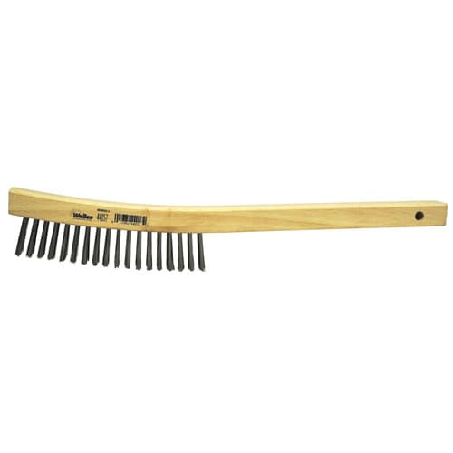 Weiler 44057 Hand Wire Scratch Brush, .012 SS Fill, Curved Handle, 4 x 18 Rows, Packs of 12