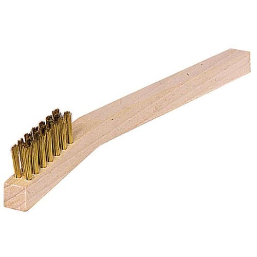 Weiler 44189 Small Hand Wire Scratch Brush, Brass Fill, Wood Block, 3 x 7 Rows