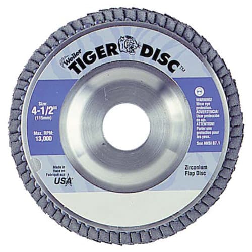 Weiler 50513 4-1/2" Tiger Disc Abrasive Flap Disc, Angled, Alum. Backing, 40Z, 7/8" A.H. - My Tool Store