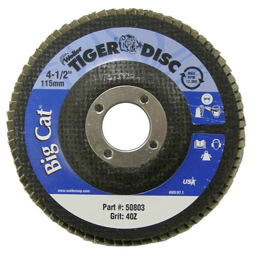 Weiler 50803 4-1/2" Big Cat Abrasive Flap Disc, Flat, Phenolic Backing, 40Z, 7/8" A.H. - My Tool Store