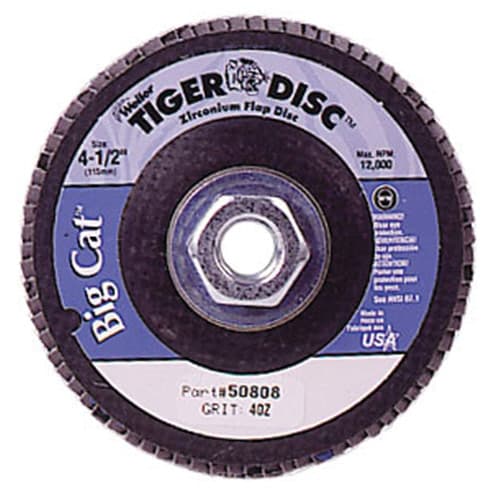 Weiler 50808 4-1/2" Big Cat Abrasive Flap Disc, Flat, Phenolic Backing, 40Z, 5/8"-11 - My Tool Store