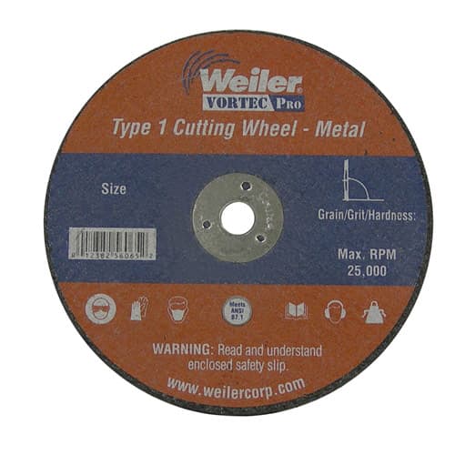 Weiler 56270 3" x 1/8" Type 1 Cut-Off Wheel, A36T, 1/4" A.H. - My Tool Store