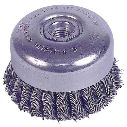 Weiler 94012 4" Double Row Cup Brush, .023, 5/8"-11 A.H. - My Tool Store