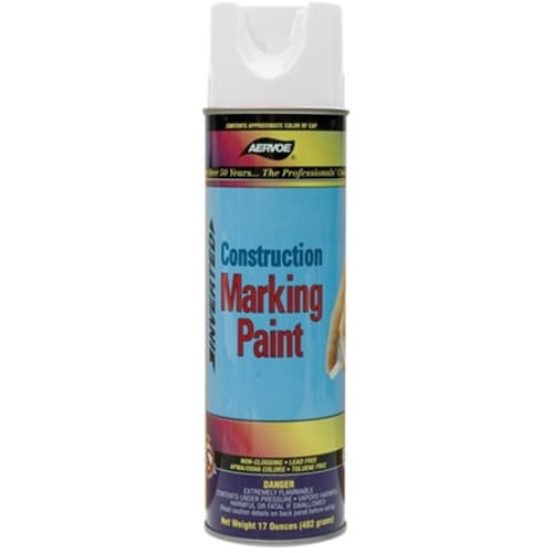 Aervoe 255 Lead Free Non-Clogging White Construction Marking Paint Spray, 20 oz