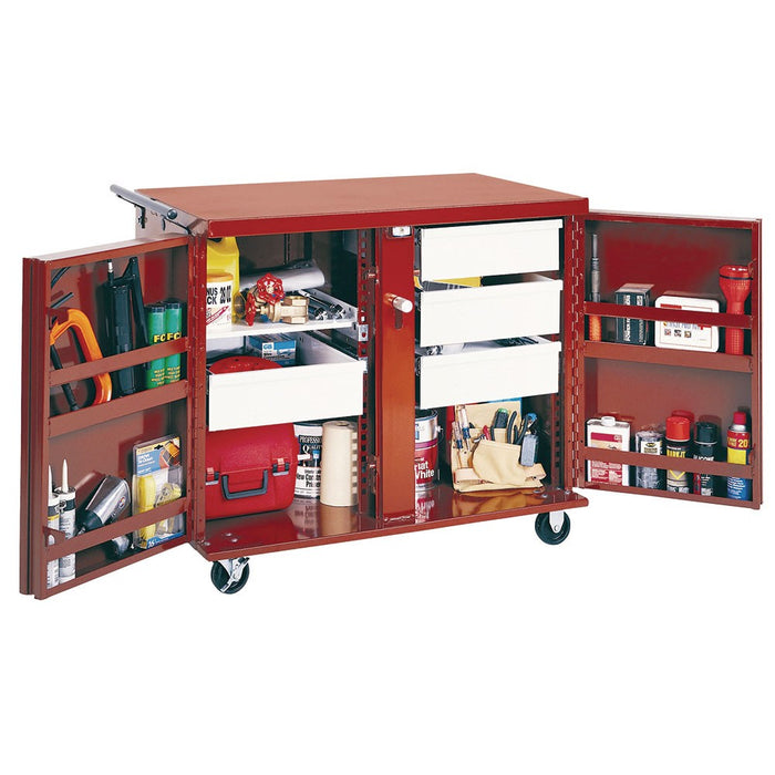 JOBOX 675990 Rolling Work Bench - 2 Drawers, 2 Shelves, 4" Casters