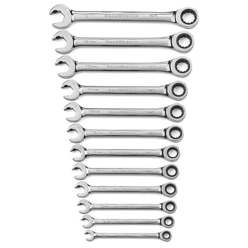 GearWrench 85597 12 Pc. 72-Tooth 12 Point Open End Ratcheting Metric Wrench Set - My Tool Store