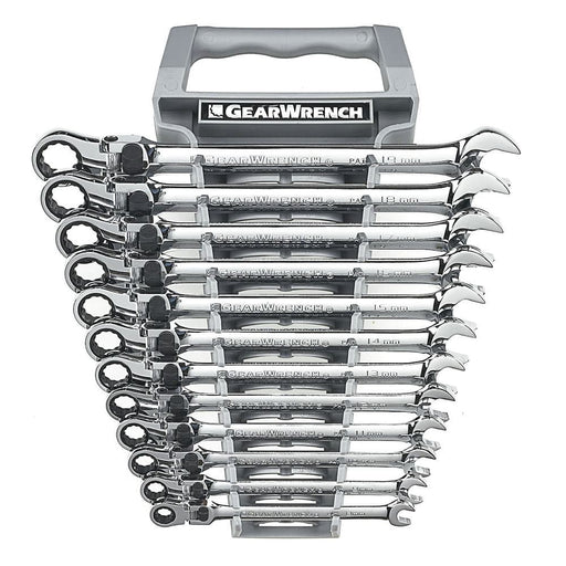 GearWrench 85698 12 Pc. 72-Tooth 12 Point XL Locking Flex Head Ratcheting Combination Metric Wrench Set - My Tool Store