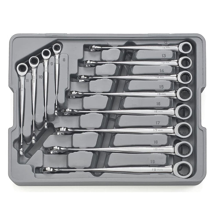 GearWrench 85888 12 Pc. 72-Tooth 12 Point XL X-Beam Ratcheting Combination Metric Wrench Set