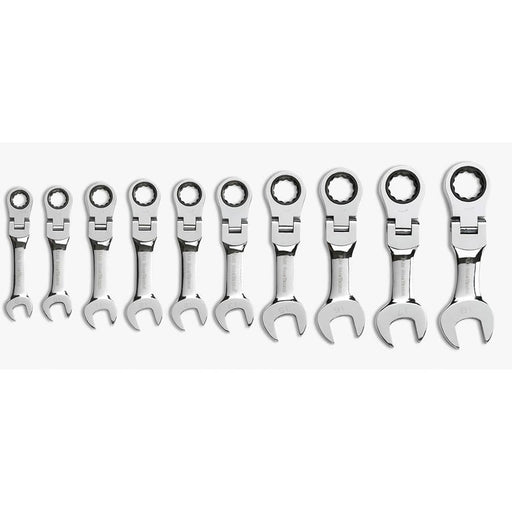 GearWrench 9550 10 Pc. 72-Tooth 12 Point Stubby Flex Head Ratcheting Combination Metric Wrench Set - My Tool Store