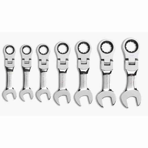 GearWrench 9570 7 Pc. 72-Tooth 12 Point Stubby Flex Head Ratcheting Combination SAE Wrench Set - My Tool Store