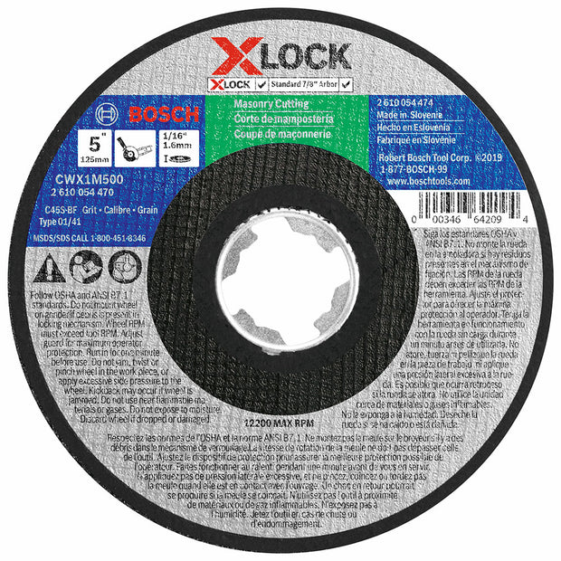 Bosch CWX1M500 Masonry Cutting T1 5" x 1/16", X-Lock, 25 Pack