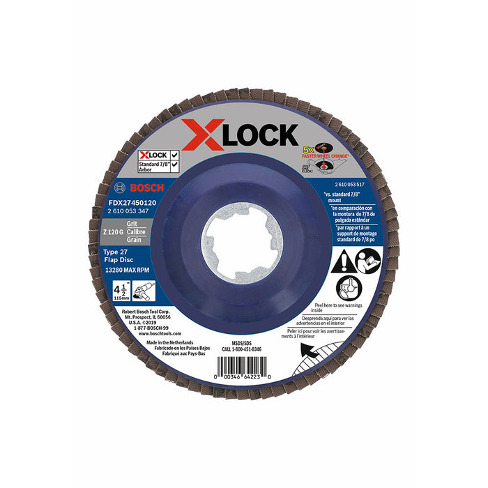 Bosch FDX27450120 Flap Discs 4-1/2" - 120 Grit, X-Lock, 10 Pack - My Tool Store