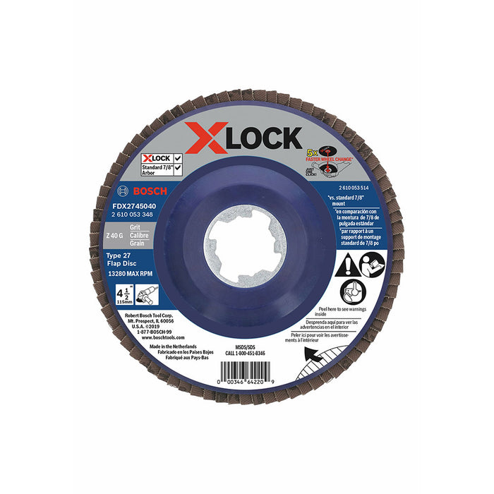 Bosch FDX2745040 Flap Discs 4-1/2" - 40 Grit, X-Lock, 10 Pack - My Tool Store